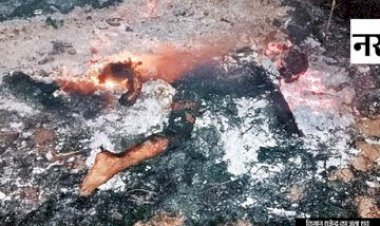 नरवाई की आग में पत्नी के सामने जिंदा जला किसान:बोली- लकड़ी के नीचे फंस गए थे, पानी डाला लेकिन आग नहीं बुझी