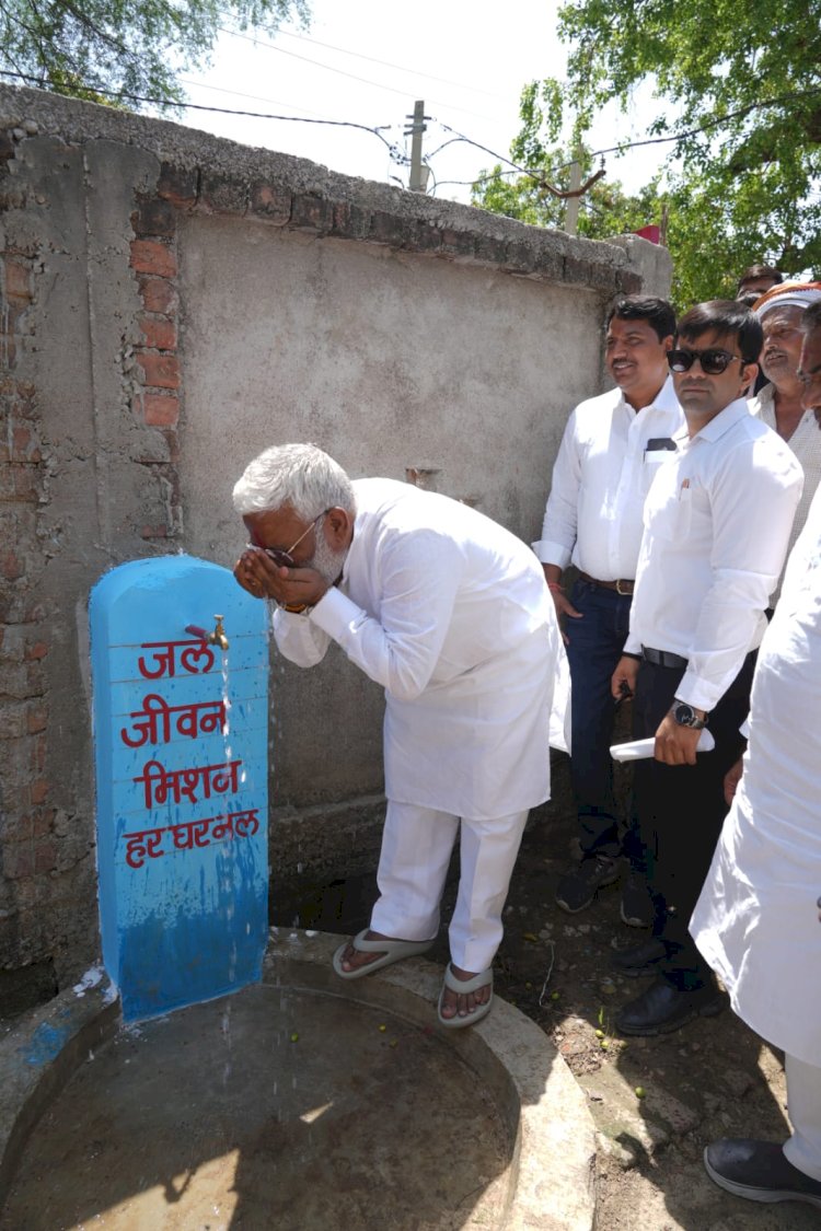 हर घर जल योजना के तहत ग्राम महतवानी हुआ संतृप्त,जलशक्ति मंत्री ने पानी पीकर जांची गुणवत्ता