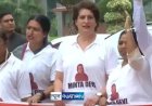 124 वर्षीय मतदाता पर हंगामा:प्रियंका गांधी की टी-शर्ट में खुद की फोटो देख भड़कीं मिंता देवी, बोलीं- 'वो कौन होती हैं, मेरा नाम क्यों