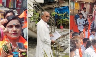 दिग्विजय सिंह पर हिंदू संगठन ने फेंकी चूड़ियां,दिखाए काले झंडे और लगे "वापस जाओ" के नारे