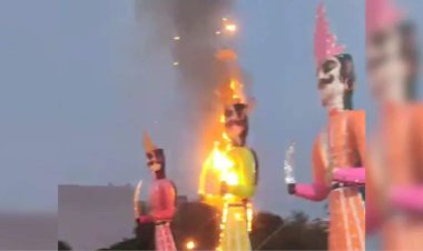 नशे में धुत युवकों ने रावण के पुतले में लगाई आग :भोपाल में आयोजन से पहले जला दिया रावण, आशिमा मॉल के पास की घटना