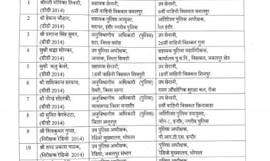 एमपी: पुलिस अधिकारियों के हुए तबादले, डीएसपी की एएसपी में पदोन्नति के बाद नई पोस्टिंग