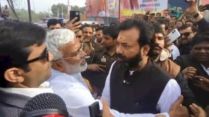 मंत्री स्वतंत्र देव का BJP विधायक ने रास्ता रोका:बोले,'मैं जनता के लिए रोकूंगा भी, घेरूंगा भी, नेतागीरी नहीं...