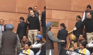 संसद के गेट पर तीखी बहस:अनपब्लिश्ड बुक लेकर संसद पहुंचे राहुल, केंद्रीय मंत्री बिट्‌टू को गद्दार कहा, मंत्री बोले- देश का दुश्मन