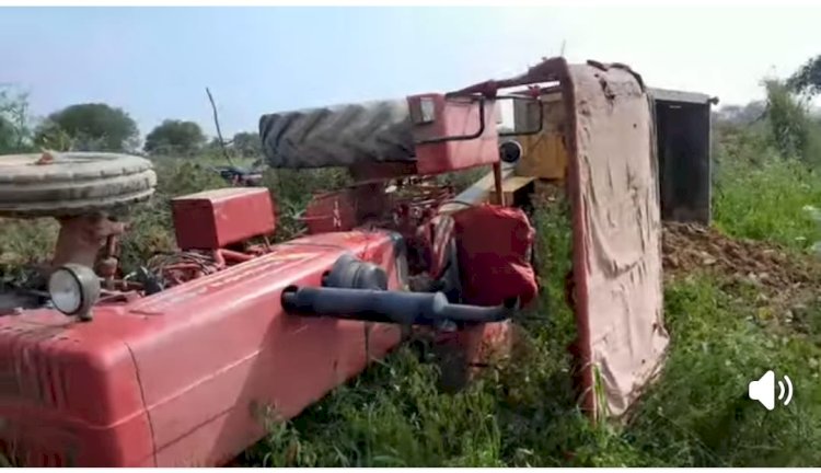 प्रतापपुरा में मिट्टी से भरा ट्रैक्टर पलटा, चालक की दर्दनाक मौत से मचा हड़कंप