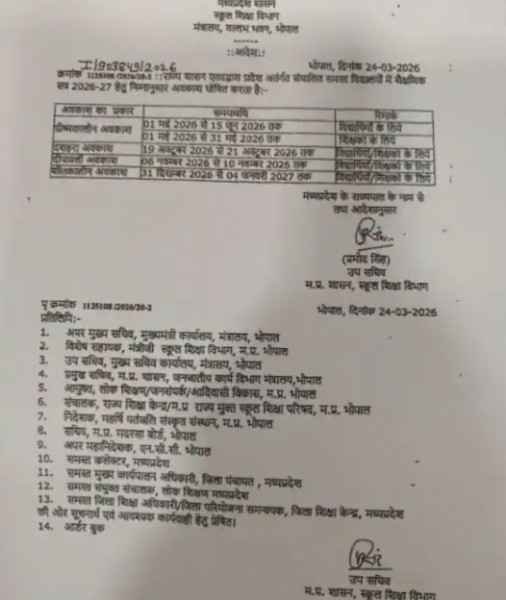 मध्य प्रदेश में गर्मी की छुट्टियों का ऐलान: छात्रों और शिक्षकों के लिए अलग-अलग शेड्यूल जारी