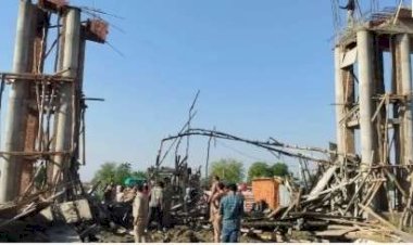 निर्माणाधीन स्टेट हाईवे गेट की बीम भरभराकर गिरी, कई मजदूर घायल, मचा हड़कंप :यमुना पुल पर बड़ा हादसा