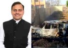 कांग्रेस विधायक की कार में लगी आग : गाय को बचाने के चक्कर में बाउंड्री वॉल से टकराई योगेंद्र सिंह की स्कॉर्पियो; धू-धू कर जली गाड़ी
